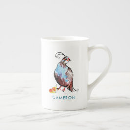 Kerst Patrijs Peer Schattig Boho Blauwe Vogels Porselein Kop