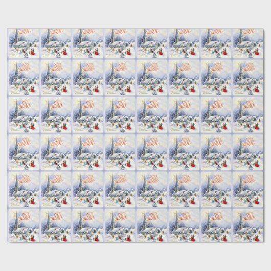 Kerst Patriottische Thema Kerst Wrapping Paper Cadeaupapier (Vlak)