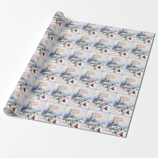 Kerst Patriottische Thema Kerst Wrapping Paper Cadeaupapier (Uitgerold)