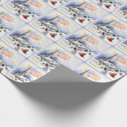 Kerst Patriottische Thema Kerst Wrapping Paper Cadeaupapier (Hoek)