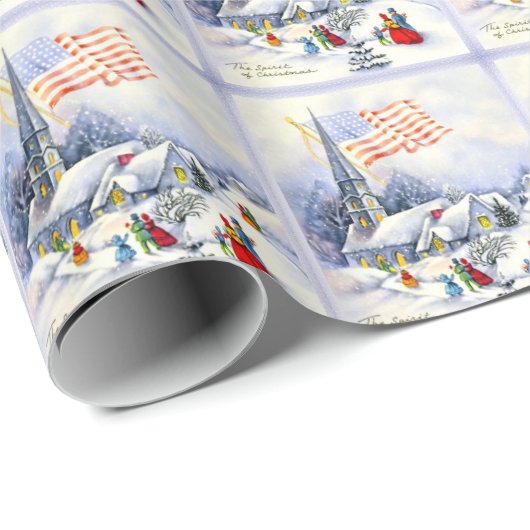 Kerst Patriottische Thema Kerst Wrapping Paper Cadeaupapier (Rol Hoek)