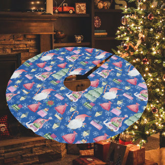 Kerst Patroon Blauw Santa Gnome voor Feestdagen Kerstboom Rok