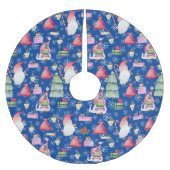Kerst Patroon Blauw Santa Gnome voor Feestdagen Kerstboom Rok (Voorkant)