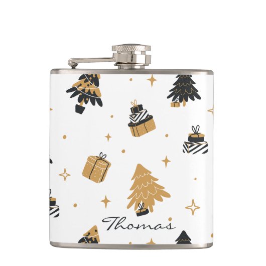 Kerst Patroon Feestelijke Keepsake Custom Heupfles (Voorkant)