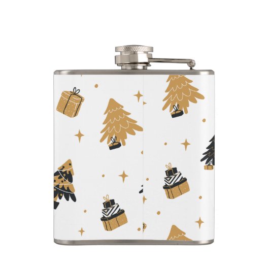 Kerst Patroon Feestelijke Keepsake Custom Heupfles (Achterkant)