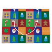 Kerst Patroon Grote Gift Bag - Kleurrijk Large Cadeautasje (Voorkant)