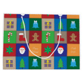 Kerst Patroon Grote Gift Bag - Kleurrijk Large Cadeautasje (Achterkant)