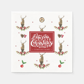 Kerst Patroon Herten Gepersonaliseerd Bedrijf Servet