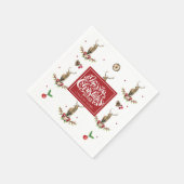 Kerst Patroon Herten Gepersonaliseerd Bedrijf Servet (Hoek)