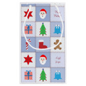 Kerst Patroon Kleine Gift Bag - Blauw Klein Cadeauzakje (Achterkant)