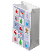 Kerst Patroon Kleine Gift Bag - Blauw Klein Cadeauzakje (Achterkant Gekanteld)