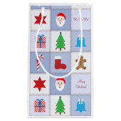 Kerst Patroon Kleine Gift Bag - Blauw Klein Cadeauzakje (Voorkant)