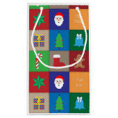 Kerst Patroon Kleine Gift Bag - Kleurrijk Klein Cadeauzakje (Achterkant)
