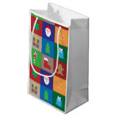 Kerst Patroon Kleine Gift Bag - Kleurrijk Klein Cadeauzakje (Achterkant Gekanteld)