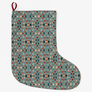 Kerst patroon met blauwe achtergrond grote kerstsok