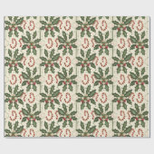 Kerst patroon met groene Holly bladeren Cadeaupapier (Vlak)