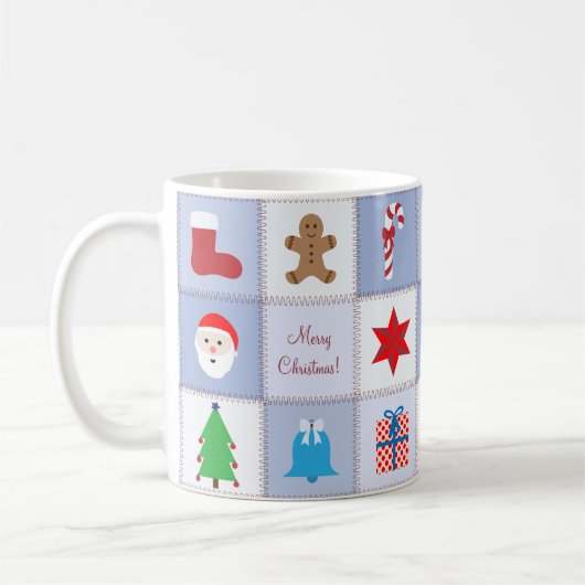 Kerst Patroon Mok - Blauwe Tonen Achtergrond (Links)