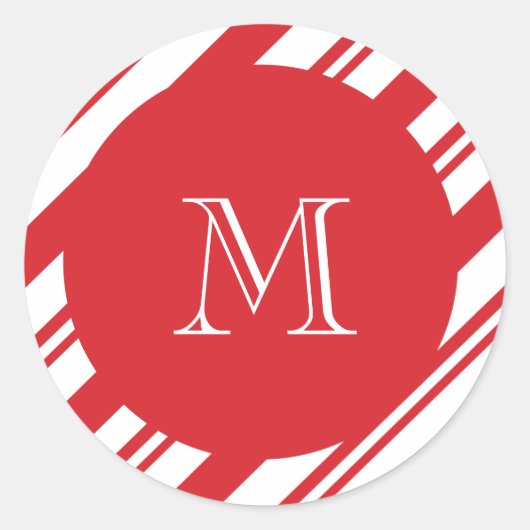 Kerst patroon monogram ronde sticker (Voorkant)