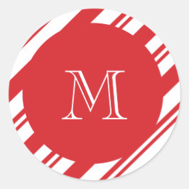 Kerst patroon monogram ronde sticker