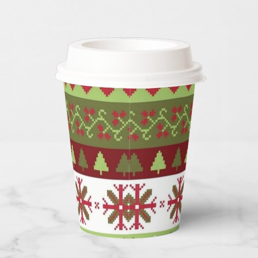 Kerst Patroon Papieren Beker (Rechts)