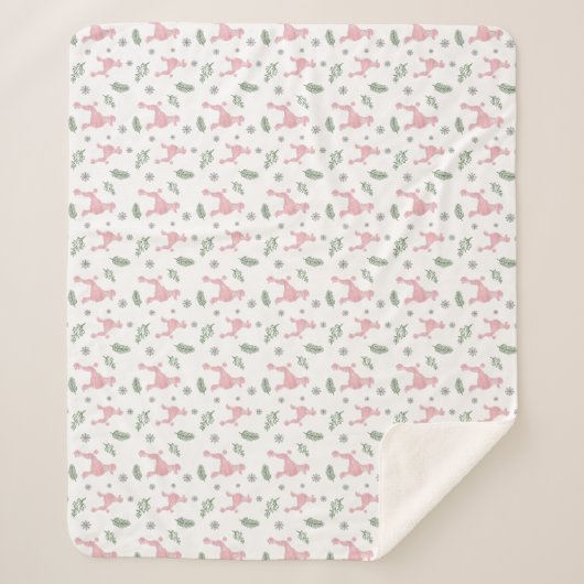 Kerst Patroon Roze Poedel Silhouet Deken (Voorkant)