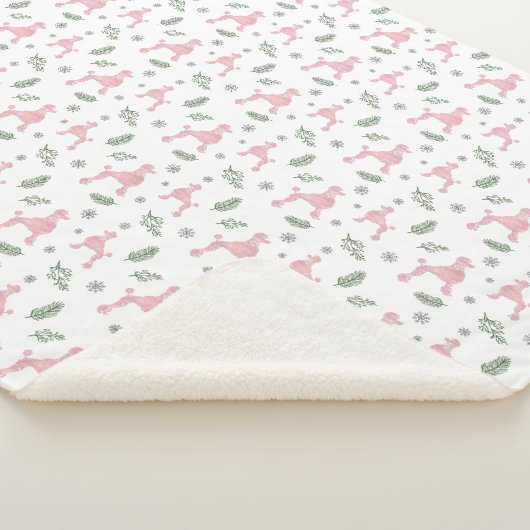 Kerst Patroon Roze Poedel Silhouet Deken (3/4)