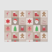 Kerst Patroon Tissue Paper - Beige Tissuepapier (Voorkant)