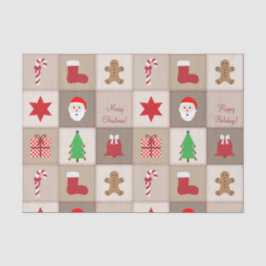 Kerst Patroon Tissue Paper - Beige Tissuepapier