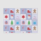 Kerst Patroon Tissue Paper - Blauw Tissuepapier (Voorkant)