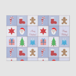 Kerst Patroon Tissue Paper - Blauw Tissuepapier