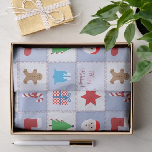 Kerst Patroon Tissue Paper - Blauw Tissuepapier (Geschenk)