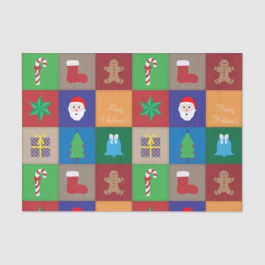 Kerst Patroon Tissue Paper - Kleurrijk Tissuepapier (Voorkant)