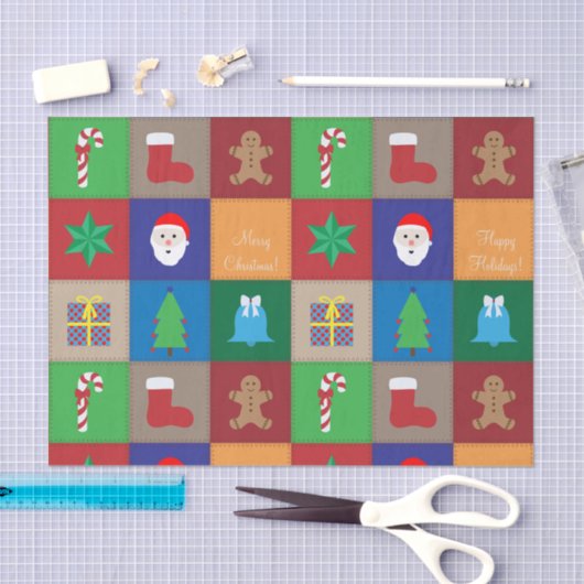 Kerst Patroon Tissue Paper - Kleurrijk Tissuepapier (Craft)