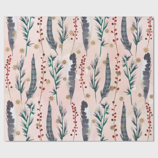 Kerst-patroon van Boho pastel Cadeaupapier (Vlak)