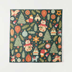 Kerst patroon vierkant wandtapijt wandkleed