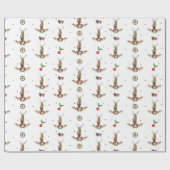 Kerst Patroon Winter Herten Waterverf Cadeaupapier (Vlak)