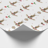 Kerst Patroon Winter Herten Waterverf Cadeaupapier (Hoek)