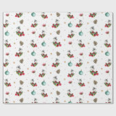 Kerst Patroon Winter Vogel Waterverf Cadeaupapier (Vlak)