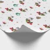 Kerst Patroon Winter Vogel Waterverf Cadeaupapier (Hoek)