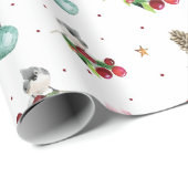 Kerst Patroon Winter Vogel Waterverf Cadeaupapier (Rol Hoek)