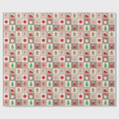 Kerst Patroon Wrapping Papier - Beige (Vlak)