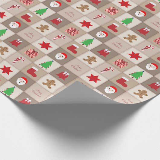 Kerst Patroon Wrapping Papier - Beige (Hoek)