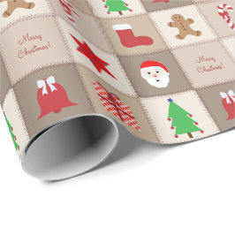 Kerst Patroon Wrapping Papier - Beige