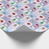 Kerst Patroon Wrapping Papier - Blauw (Hoek)