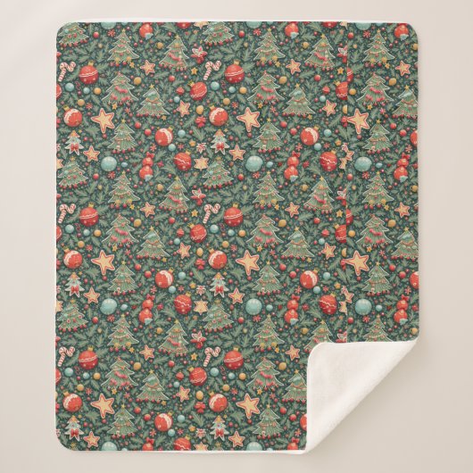 Kerst pattereerde sherpa deken (Voorkant)