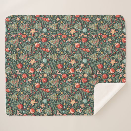 Kerst pattereerde sherpa deken (Voorkant (horizontaal))