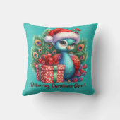 Kerst pauw in Santa Hat het leveren van Cheer Kussen (Achterkant)