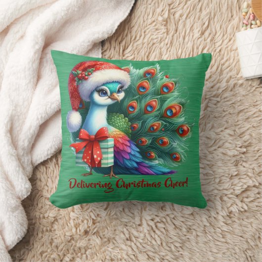 Kerst pauw in Santa Hat het leveren van Cheer Kussen (Deken)