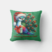 Kerst pauw in Santa Hat het leveren van Cheer Kussen (Voorkant)
