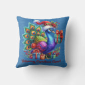 Kerst pauw in Santa Hat het leveren van Cheer Kussen (Achterkant)